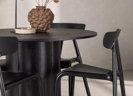 Venture Home Ursholmen & Olivia Matstolar 2-pack Svart + Runda Matbord ⌀110 Svart