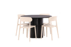 Venture Home Åstol & Olivia Matstolar 2-pack Beige + Runda Matbord ⌀110 Svart