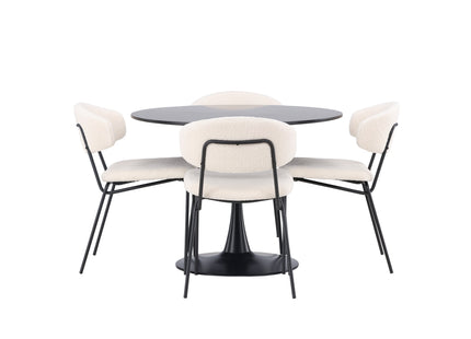 Venture Home Chico & Glade Matstolar 2-pack Vit + Runda Matbord ⌀100 Svart