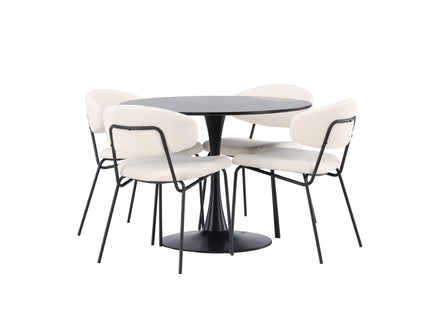 Venture Home Chico & Glade Matstolar 2-pack Vit + Runda Matbord ⌀100 Svart