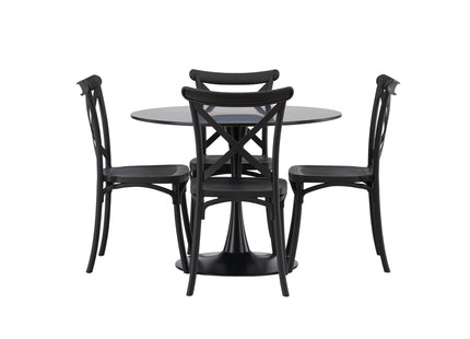 Venture Home Crosett & Glade Matstolar 2-pack Svart + Runda Matbord ⌀100 Svart