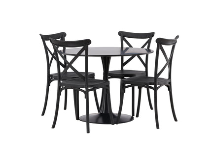 Venture Home Crosett & Glade Matstolar 2-pack Svart + Runda Matbord ⌀100 Svart