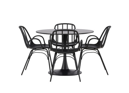 Venture Home Dyrön & Glade Matstolar 2-pack Svart + Runda Matbord ⌀100 Svart