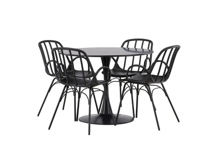 Venture Home Dyrön & Glade Matstolar 2-pack Svart + Runda Matbord ⌀100 Svart