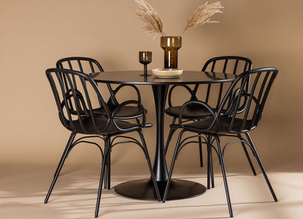 Venture Home Dyrön & Glade Matstolar 2-pack Svart + Runda Matbord ⌀100 Svart