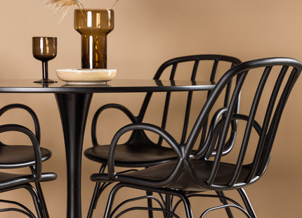 Venture Home Dyrön & Glade Matstolar 2-pack Svart + Runda Matbord ⌀100 Svart