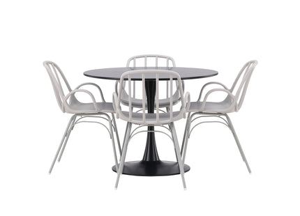 Venture Home Dyrön & Glade Matstolar 2-pack Ljusgrå + Runda Matbord ⌀100 Svart