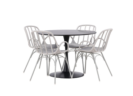 Venture Home Dyrön & Glade Matstolar 2-pack Ljusgrå + Runda Matbord ⌀100 Svart