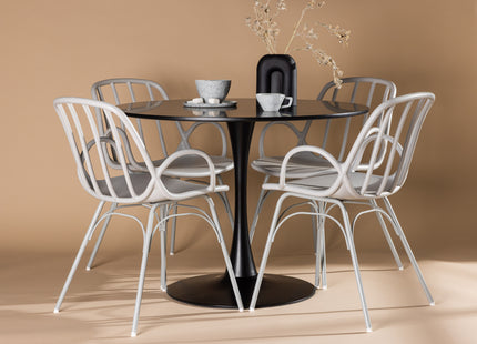Venture Home Dyrön & Glade Matstolar 2-pack Ljusgrå + Runda Matbord ⌀100 Svart