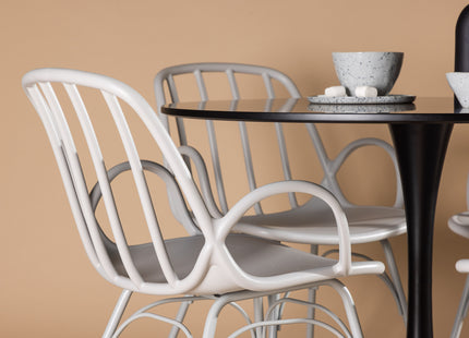 Venture Home Dyrön & Glade Matstolar 2-pack Ljusgrå + Runda Matbord ⌀100 Svart
