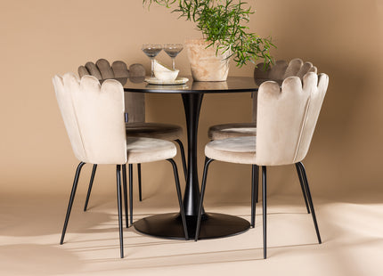 Furniture Fashion & Venture Home Limhamn & Glade Matstolar 2-pack Beige + Runda Matbord ⌀100 Svart