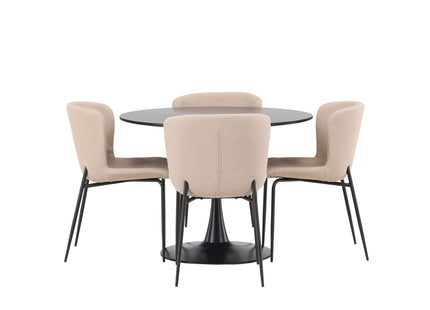 Venture Home Modesto & Glade Matstolar 2-pack Brun + Runda Matbord ⌀100 Svart