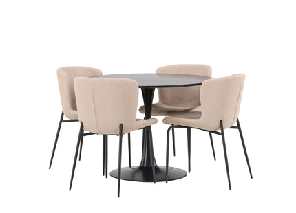 Venture Home Modesto & Glade Matstolar 2-pack Brun + Runda Matbord ⌀100 Svart