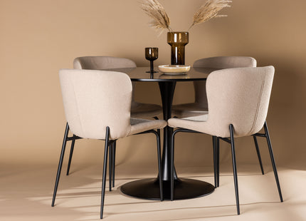 Venture Home Modesto & Glade Matstolar 2-pack Brun + Runda Matbord ⌀100 Svart