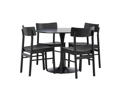 Venture Home Montros & Glade Matstolar 2-pack Svart + Runda Matbord ⌀100 Svart