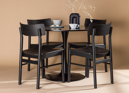 Venture Home Montros & Glade Matstolar 2-pack Svart + Runda Matbord ⌀100 Svart