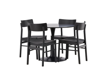 Venture Home Montros & Glade Matstolar 2-pack Svart + Runda Matbord ⌀100 Svart