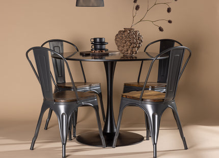 Venture Home Tempe & Glade Matstolar 2-pack Valnöt + Runda Matbord ⌀100 Svart