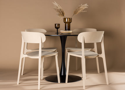 Venture Home Åstol & Glade Matstolar 2-pack Beige + Runda Matbord ⌀100 Svart