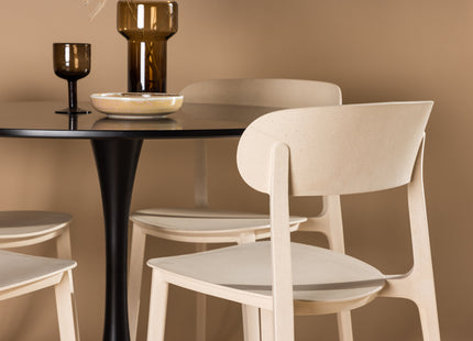 Venture Home Åstol & Glade Matstolar 2-pack Beige + Runda Matbord ⌀100 Svart