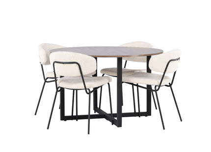 Venture Home Chico & Durango Matstolar 2-pack Vit + Runda Matbord ⌀120 Valnöt