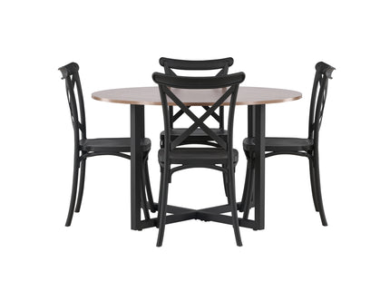 Venture Home Crosett & Durango Matstolar 2-pack Svart + Runda Matbord ⌀120 Valnöt