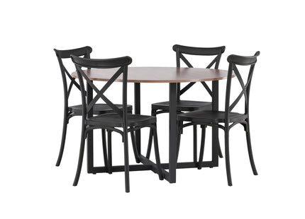 Venture Home Crosett & Durango Matstolar 2-pack Svart + Runda Matbord ⌀120 Valnöt