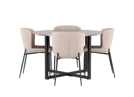Venture Home Durango & Modesto Runda Matbord ⌀120 Valnöt + Matstolar 2-pack Brun