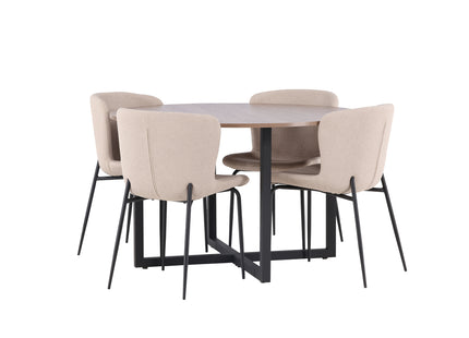 Venture Home Durango & Modesto Runda Matbord ⌀120 Valnöt + Matstolar 2-pack Brun