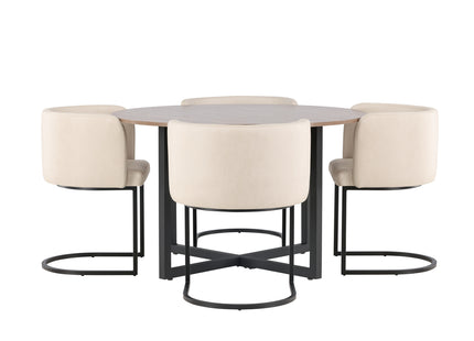 Venture Home & Furniture Fashion Durango & Simrishamn Runda Matbord ⌀120 Valnöt + Matstolar Beige