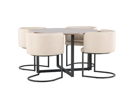 Venture Home & Furniture Fashion Durango & Simrishamn Runda Matbord ⌀120 Valnöt + Matstolar Beige