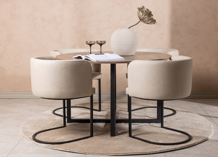 Venture Home & Furniture Fashion Durango & Simrishamn Runda Matbord ⌀120 Valnöt + Matstolar Beige