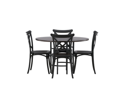 Venture Home & Furniture Fashion Crosett & Copenhagen Matstolar 2-pack Svart + Runda Matbord ⌀115 Mocca