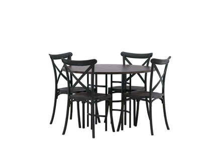 Venture Home & Furniture Fashion Crosett & Copenhagen Matstolar 2-pack Svart + Runda Matbord ⌀115 Mocca