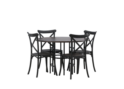 Venture Home & Furniture Fashion Crosett & Copenhagen Matstolar 2-pack Svart + Runda Matbord ⌀115 Mocca