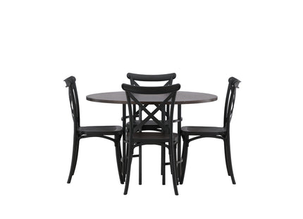 Venture Home & Furniture Fashion Crosett & Copenhagen Matstolar 2-pack Svart + Runda Matbord ⌀115 Mocca