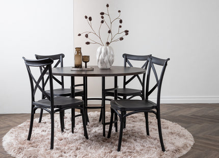 Venture Home & Furniture Fashion Crosett & Copenhagen Matstolar 2-pack Svart + Runda Matbord ⌀115 Mocca