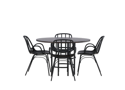 Venture Home & Furniture Fashion Dyrön & Copenhagen Matstolar 2-pack Svart + Runda Matbord ⌀115 Mocca