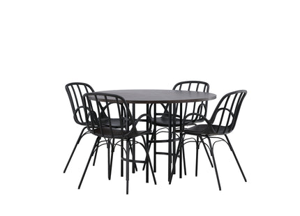 Venture Home & Furniture Fashion Dyrön & Copenhagen Matstolar 2-pack Svart + Runda Matbord ⌀115 Mocca