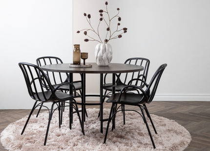 Venture Home & Furniture Fashion Dyrön & Copenhagen Matstolar 2-pack Svart + Runda Matbord ⌀115 Mocca
