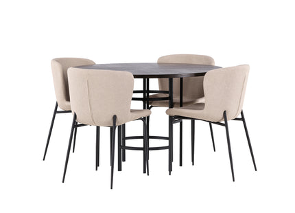 Venture Home & Furniture Fashion Modesto & Copenhagen Matstolar 2-pack Beige + Runda Matbord ⌀115 Mocca