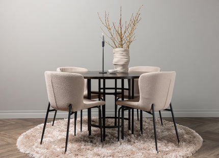 Venture Home & Furniture Fashion Modesto & Copenhagen Matstolar 2-pack Beige + Runda Matbord ⌀115 Mocca