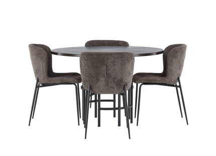Venture Home & Furniture Fashion Modesto & Copenhagen Matstolar 2-pack Brun + Runda Matbord ⌀115 Mocca