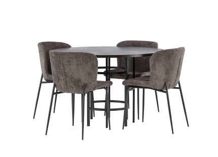 Venture Home & Furniture Fashion Modesto & Copenhagen Matstolar 2-pack Brun + Runda Matbord ⌀115 Mocca
