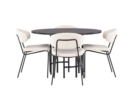 Venture Home & Furniture Fashion Chico & Copenhagen Matstolar 2-pack Vit + Runda Matbord ⌀115 Svart