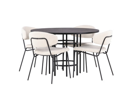 Venture Home & Furniture Fashion Chico & Copenhagen Matstolar 2-pack Vit + Runda Matbord ⌀115 Svart