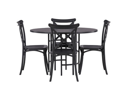 Venture Home & Furniture Fashion Crosett & Copenhagen Matstolar 2-pack Svart + Runda Matbord ⌀115 Svart