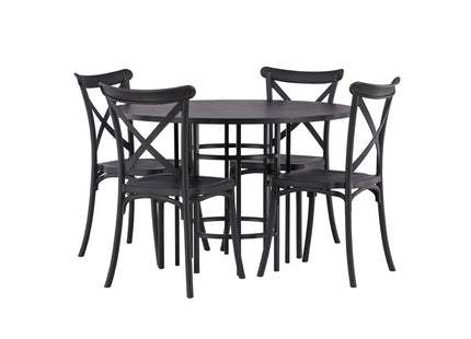 Venture Home & Furniture Fashion Crosett & Copenhagen Matstolar 2-pack Svart + Runda Matbord ⌀115 Svart