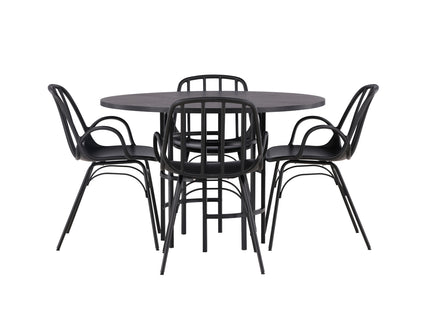 Venture Home & Furniture Fashion Dyrön & Copenhagen Matstolar 2-pack Svart + Runda Matbord ⌀115 Svart