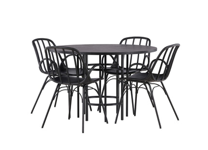 Venture Home & Furniture Fashion Dyrön & Copenhagen Matstolar 2-pack Svart + Runda Matbord ⌀115 Svart